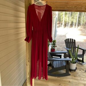 Papaya red long sleeve dress size S as new